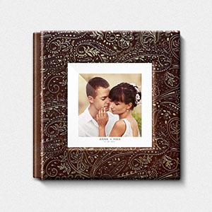 Свадебная фотокнига Сулейман III  обложка из искусственной кожи с фотовставкой, фотопечать, твёрдые листы, разворот 180 градусов